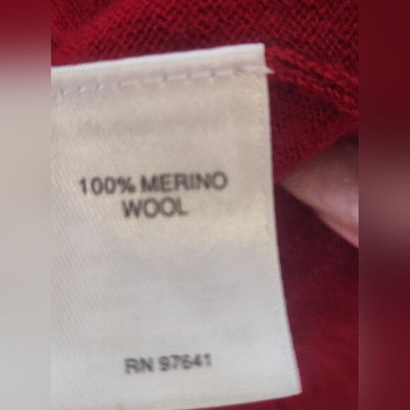 J.Jill M Scarlet Red 100% MERINO WOOL Knit Longsleeve Women's Sweater - Picture 4 of 8